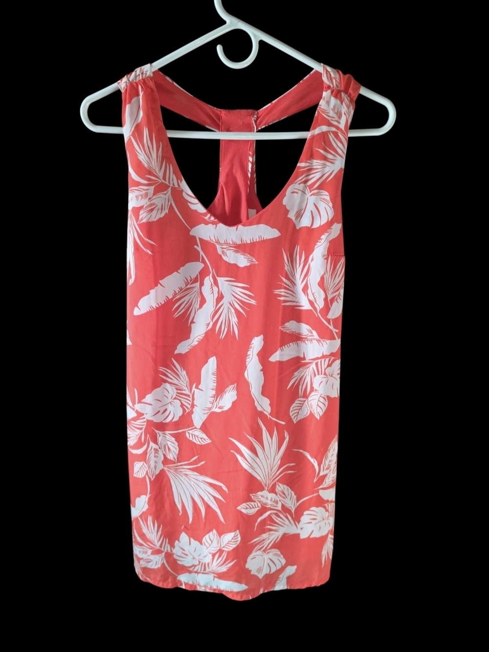 4/8/96.Old Navy Coral and White Tropical Print Tank Dress